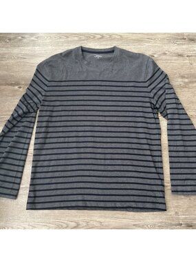 NWT Monoprix Homme Organic Cotton Striped Long Sleeve Tee Mens XXL Gray French